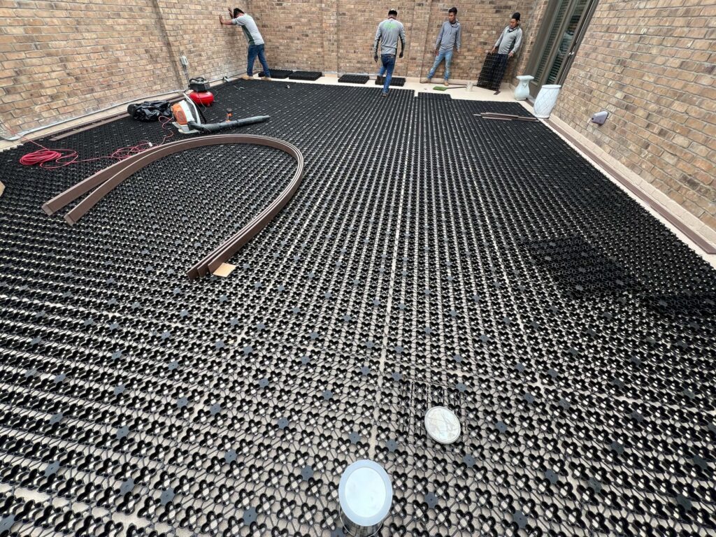 Before turf was laid showing foundation